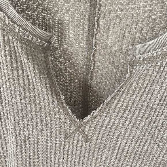 Z Supply Waffle Knit Henley Thermal Sweatshirt Top - Picture 7 of 9